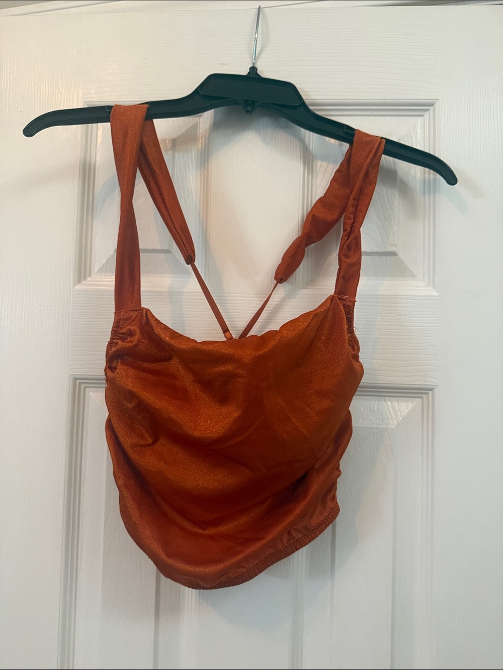 Urban Outfitters Rust Orange Cowl-Neck Crop Top with Hook Closure